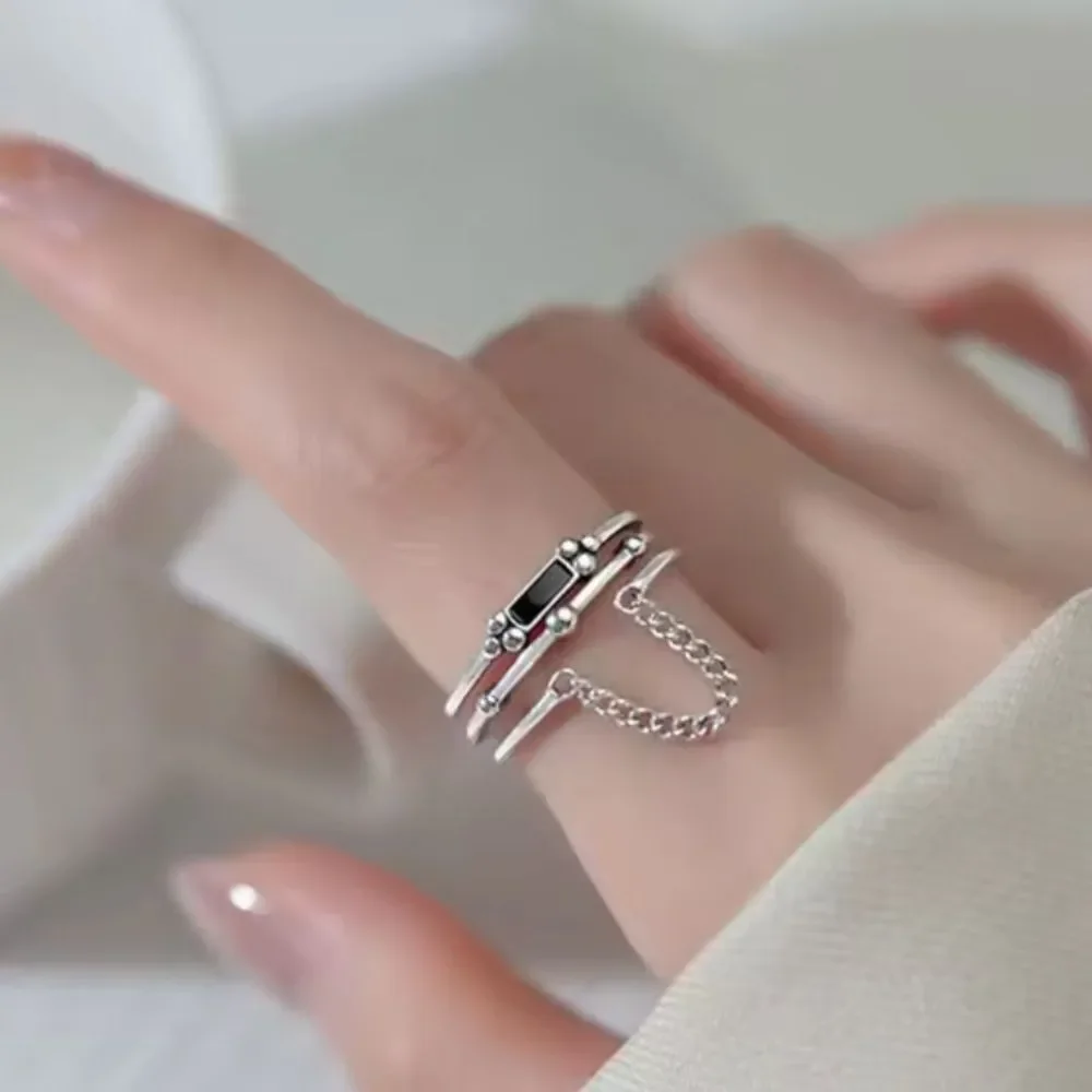 The mini chain adjustable ring in 925 silver